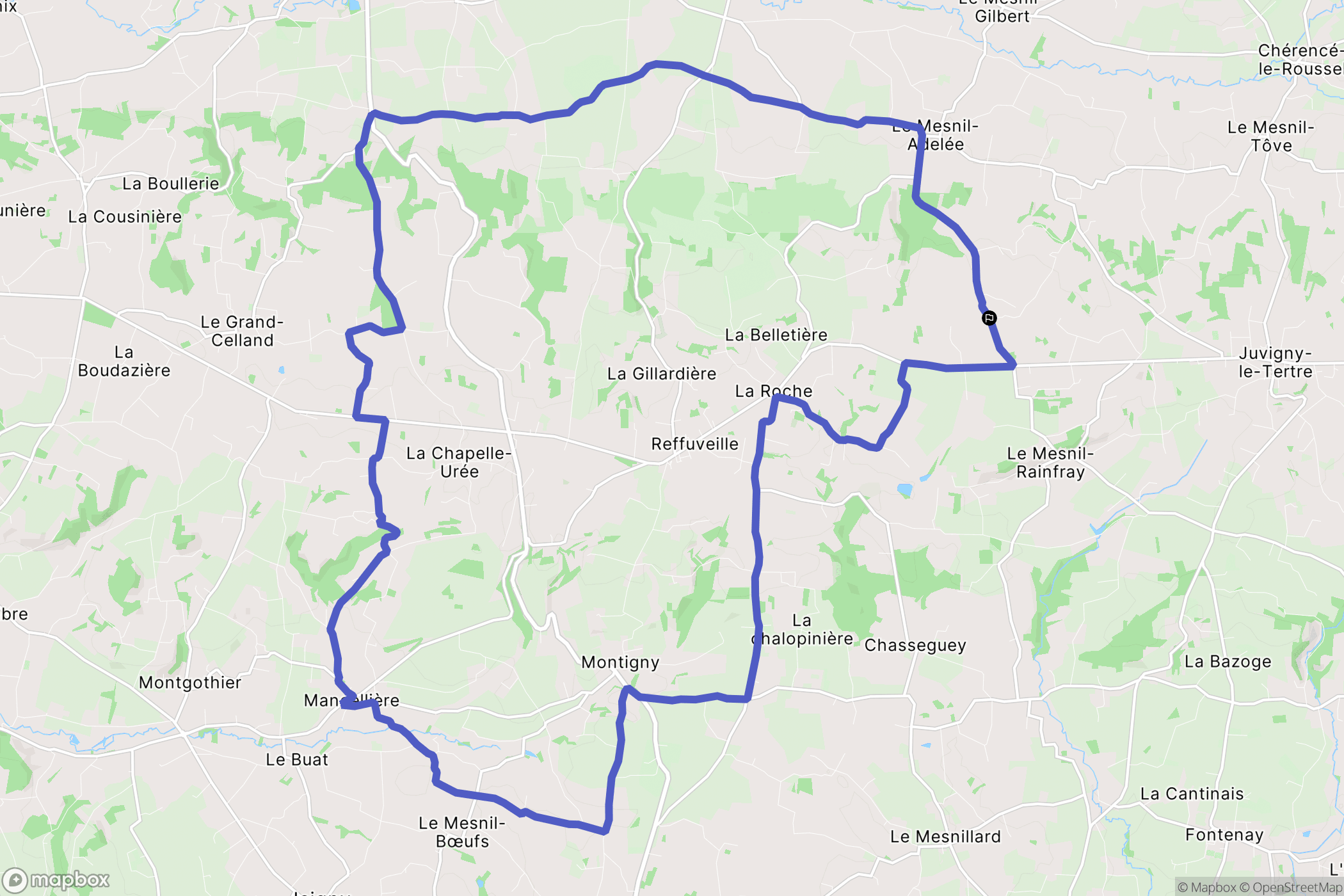 Juvigny les Vallées : carte du parcours de randonnée - France