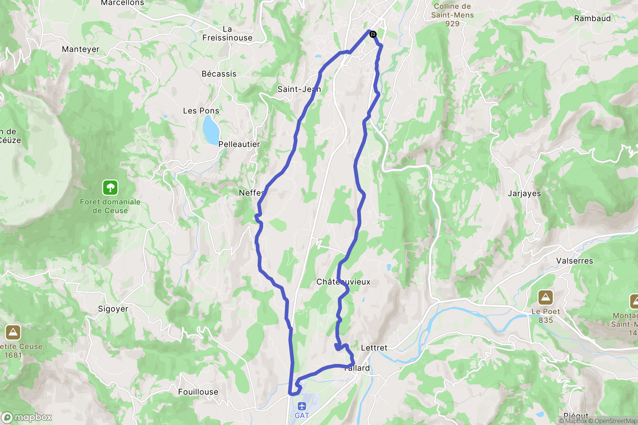 Gap : carte du parcours de randonnée - France