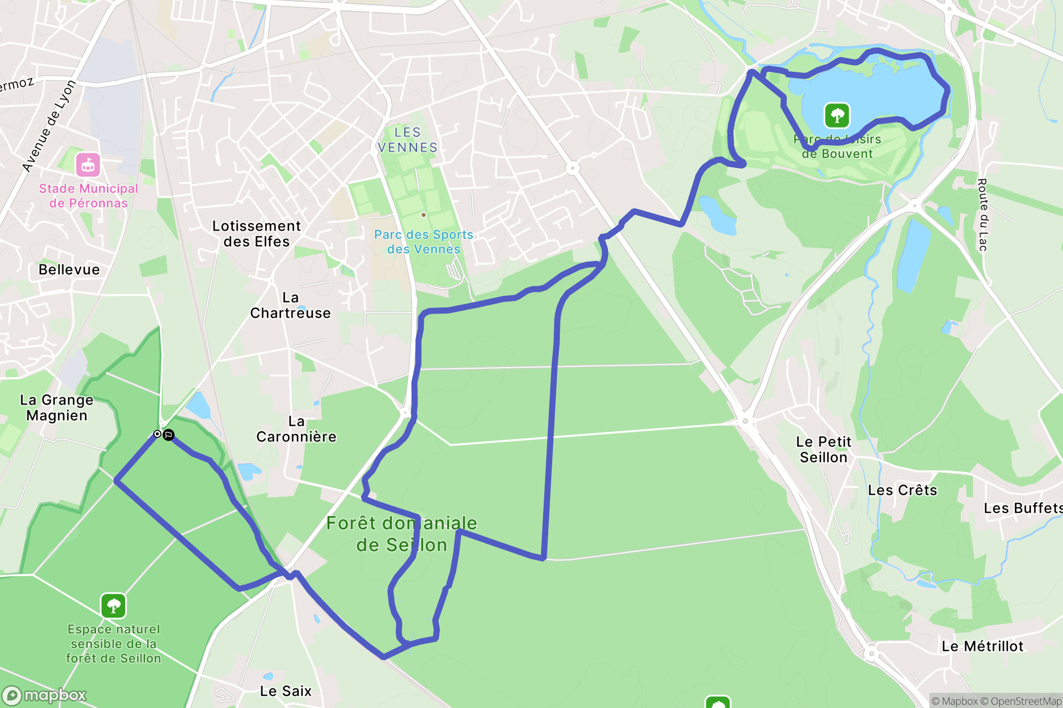Péronnas : carte du parcours de randonnée - France