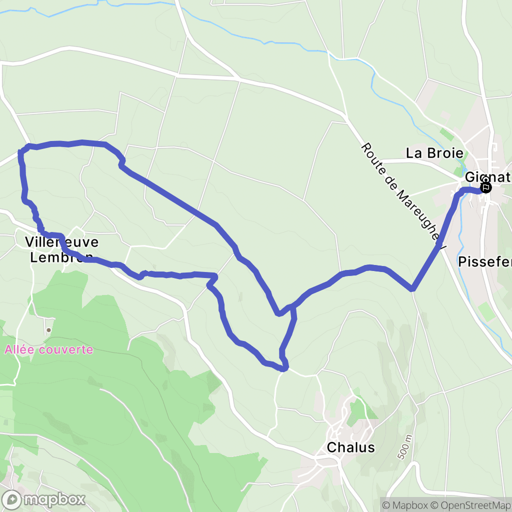 Gignat : carte du parcours de randonnée - France