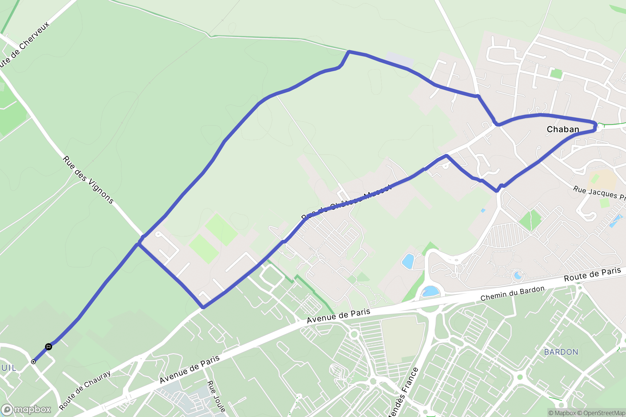 Niort : carte du parcours de randonnée - France