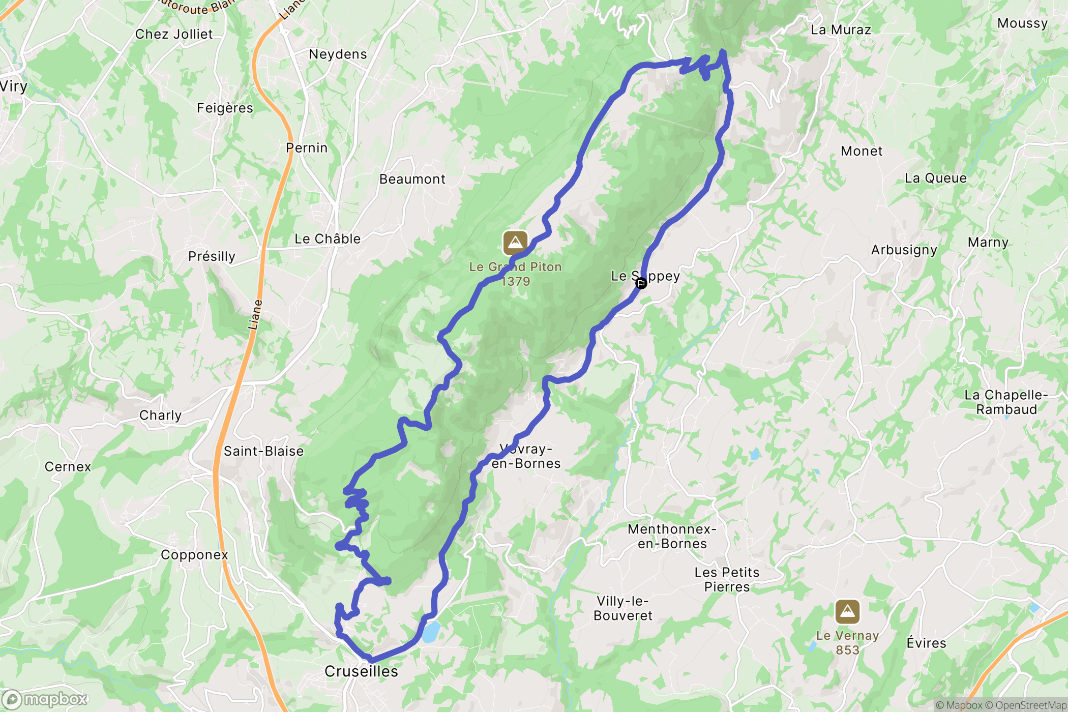Le Sappey : carte du parcours de randonnée - France