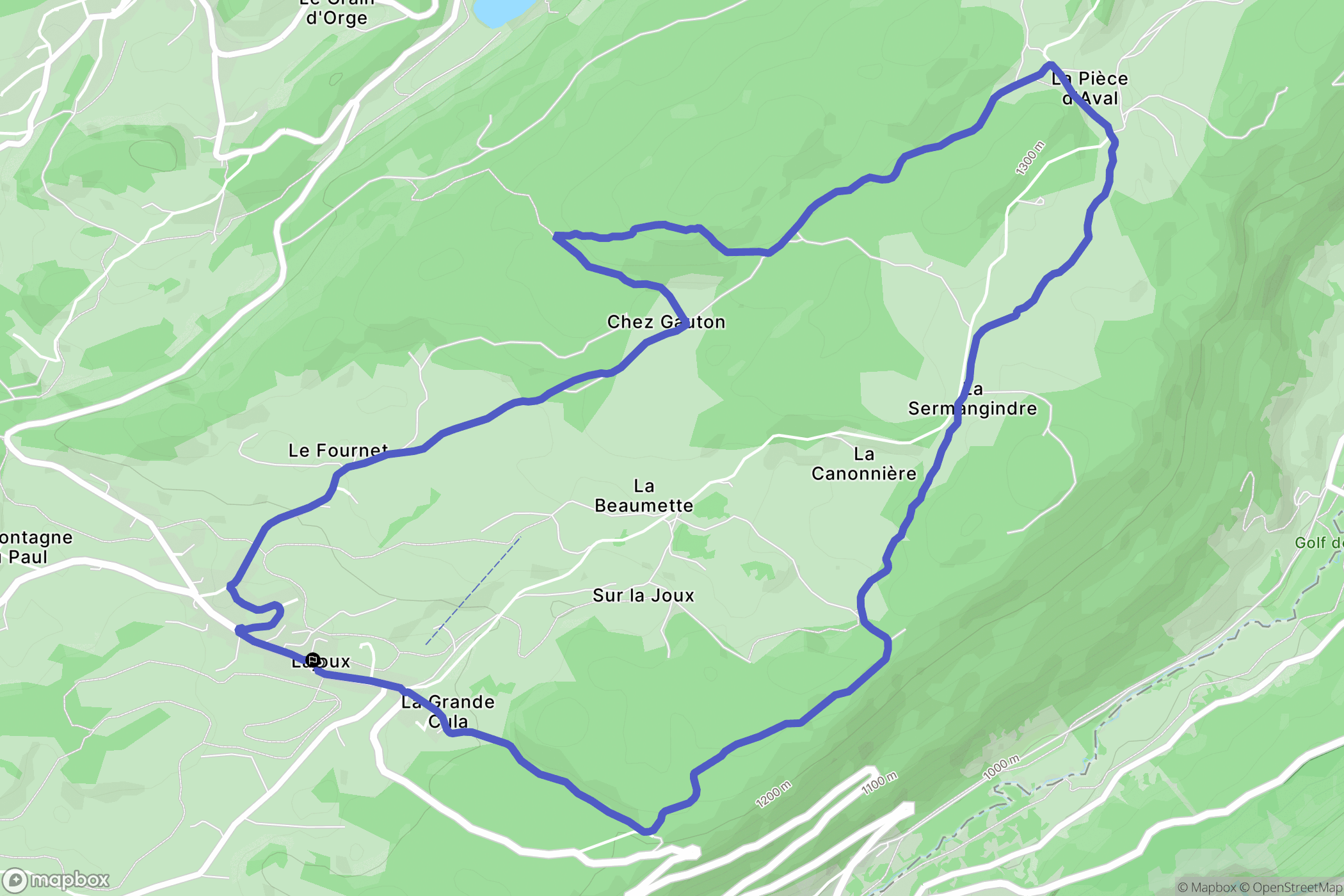 Lajoux : carte du parcours de randonnée - France