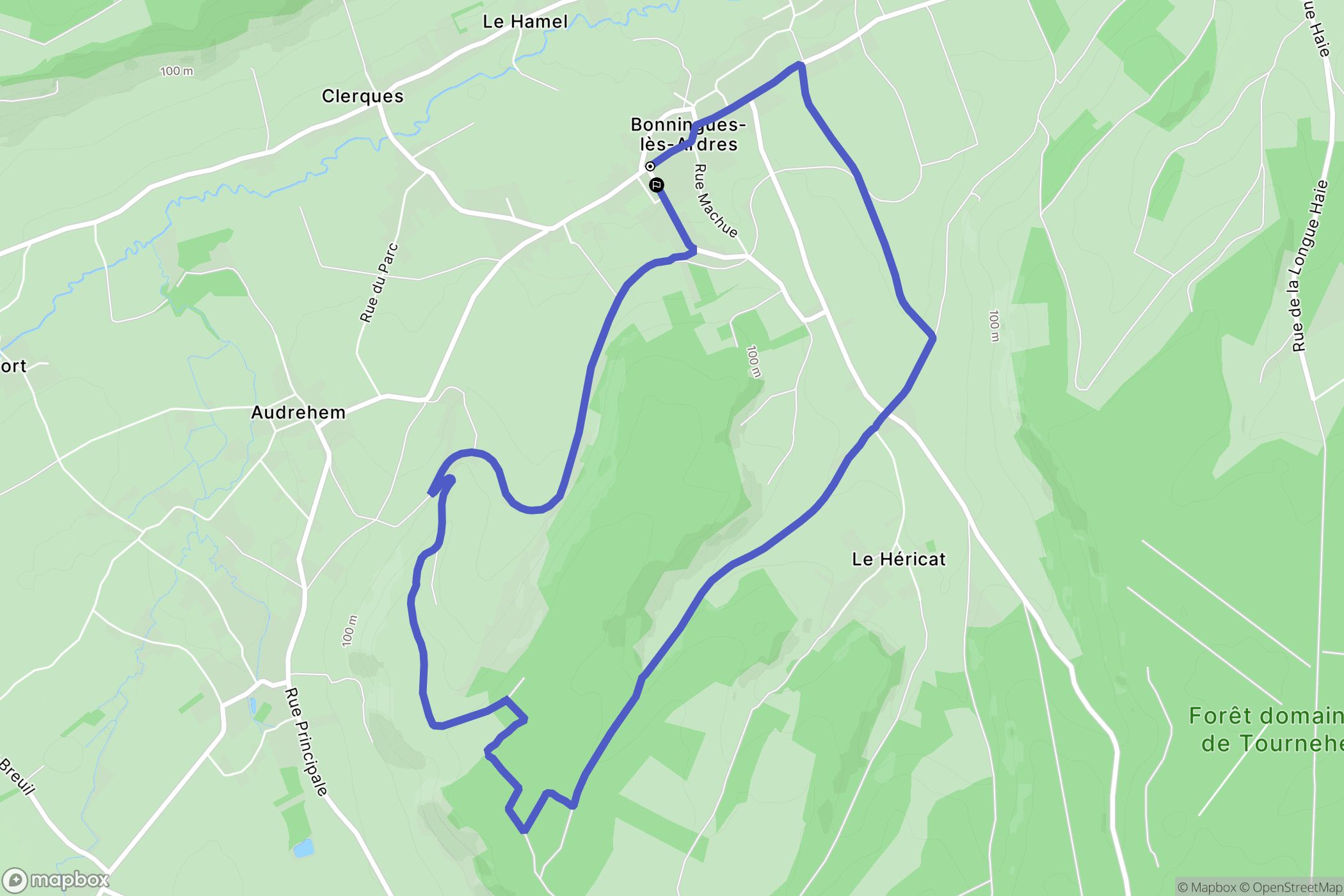 Bonningues-lès-Ardres : carte du parcours de randonnée - France