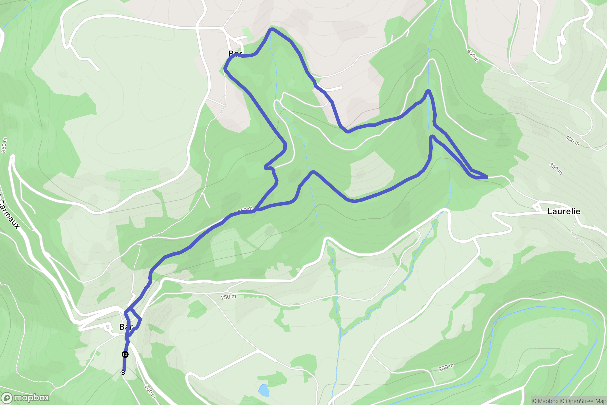 Bor-et-Bar : carte du parcours de randonnée - France