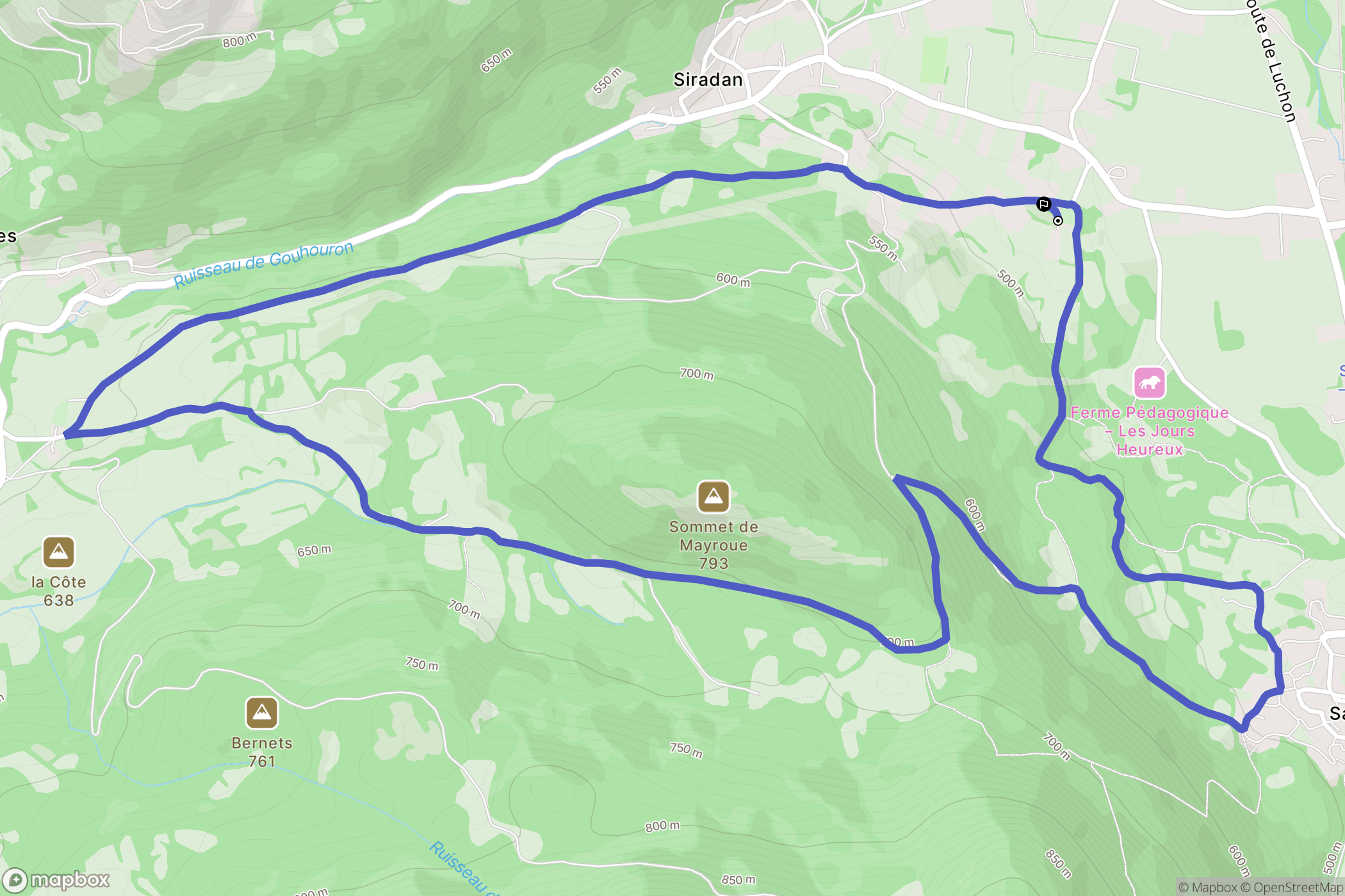 Siradan : carte du parcours de randonnée - France