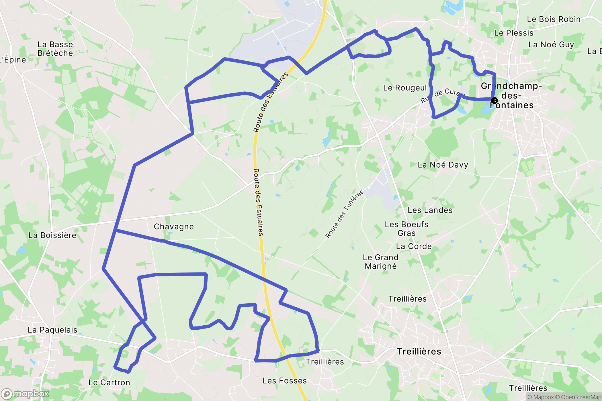 Grandchamp-des-Fontaines : carte du parcours de randonnée - France