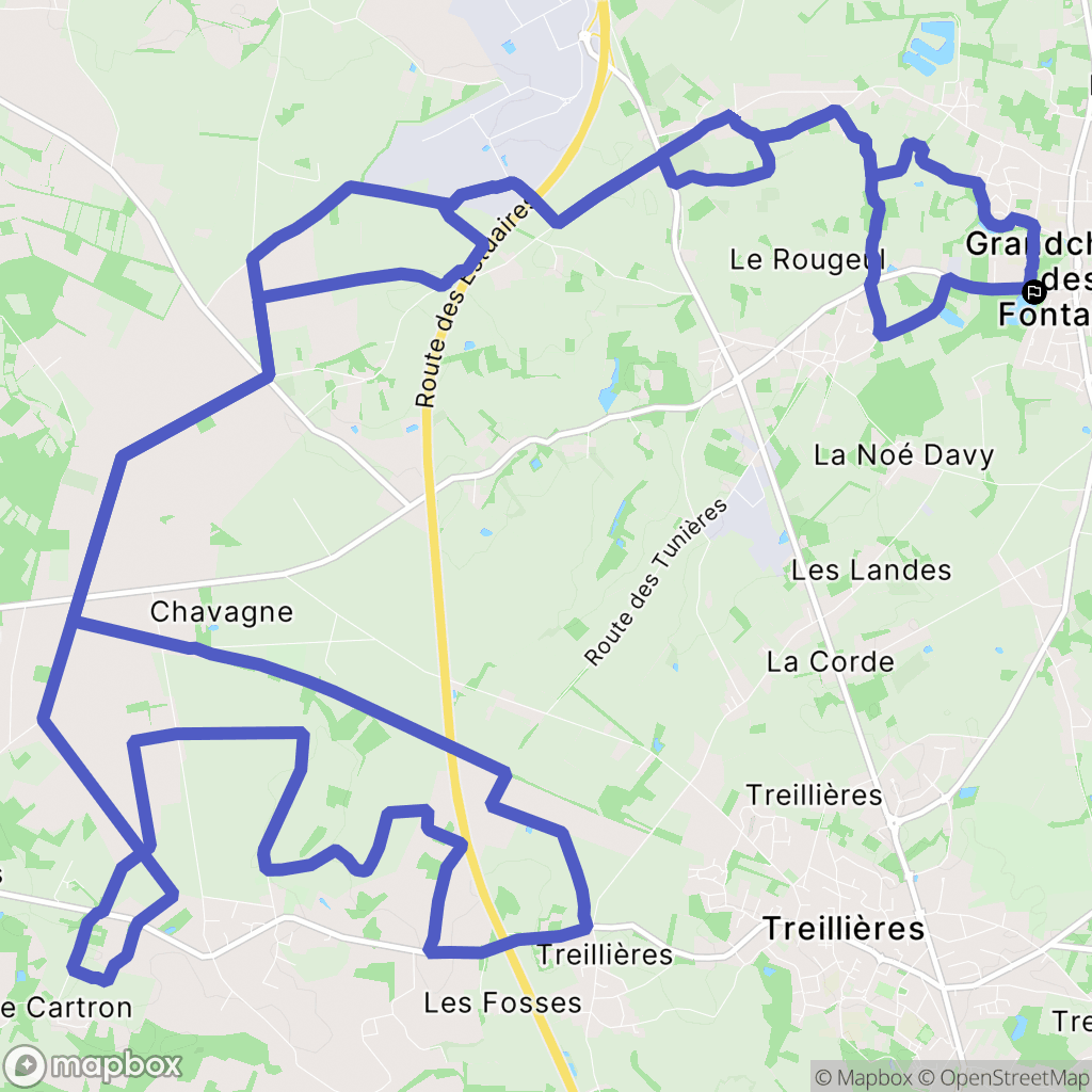 Grandchamp-des-Fontaines : carte du parcours de randonnée - France