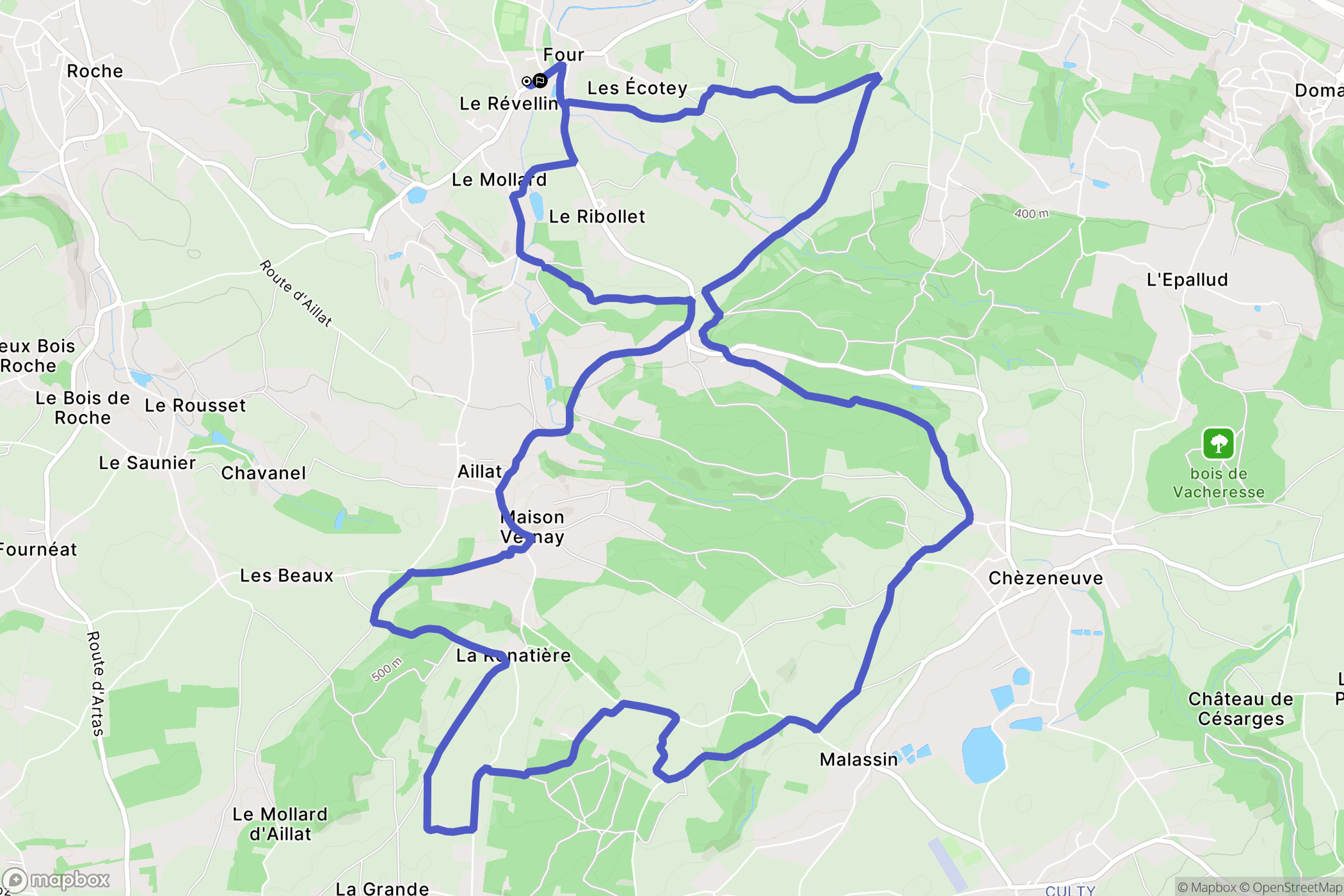 Four : carte du parcours de randonnée - France