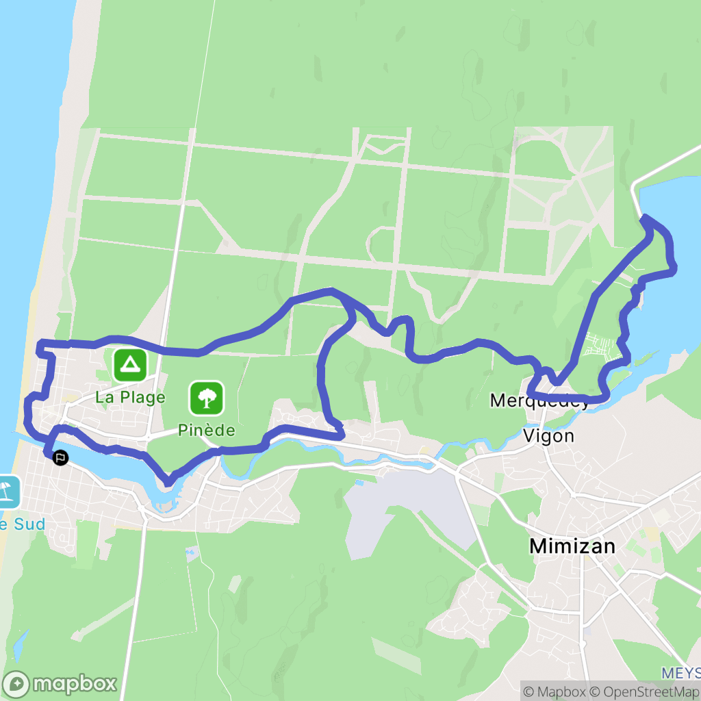 Mimizan : carte du parcours de randonnée - France