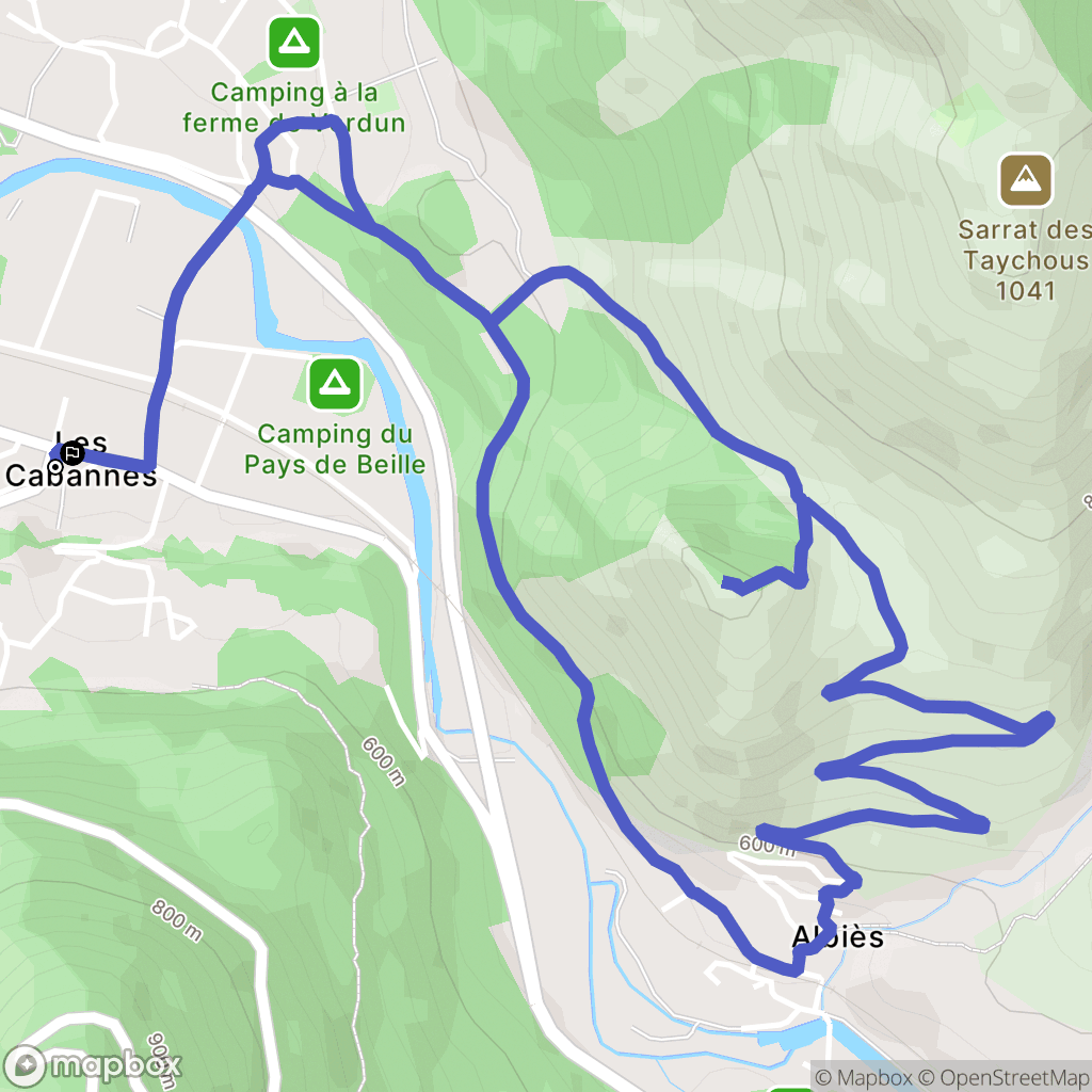 Les Cabannes : carte du parcours de randonnée - France