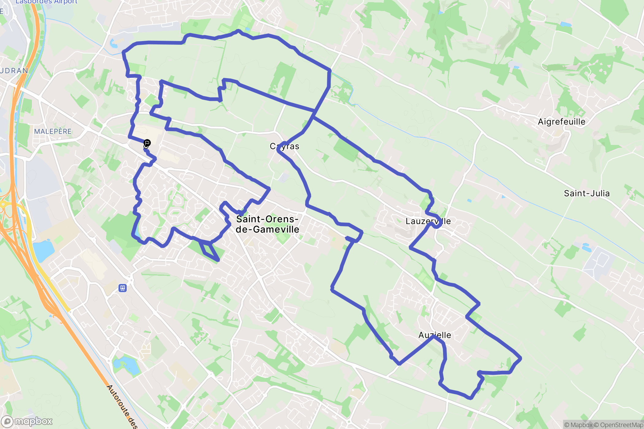 Saint-Orens-de-Gameville : carte du parcours de randonnée - France
