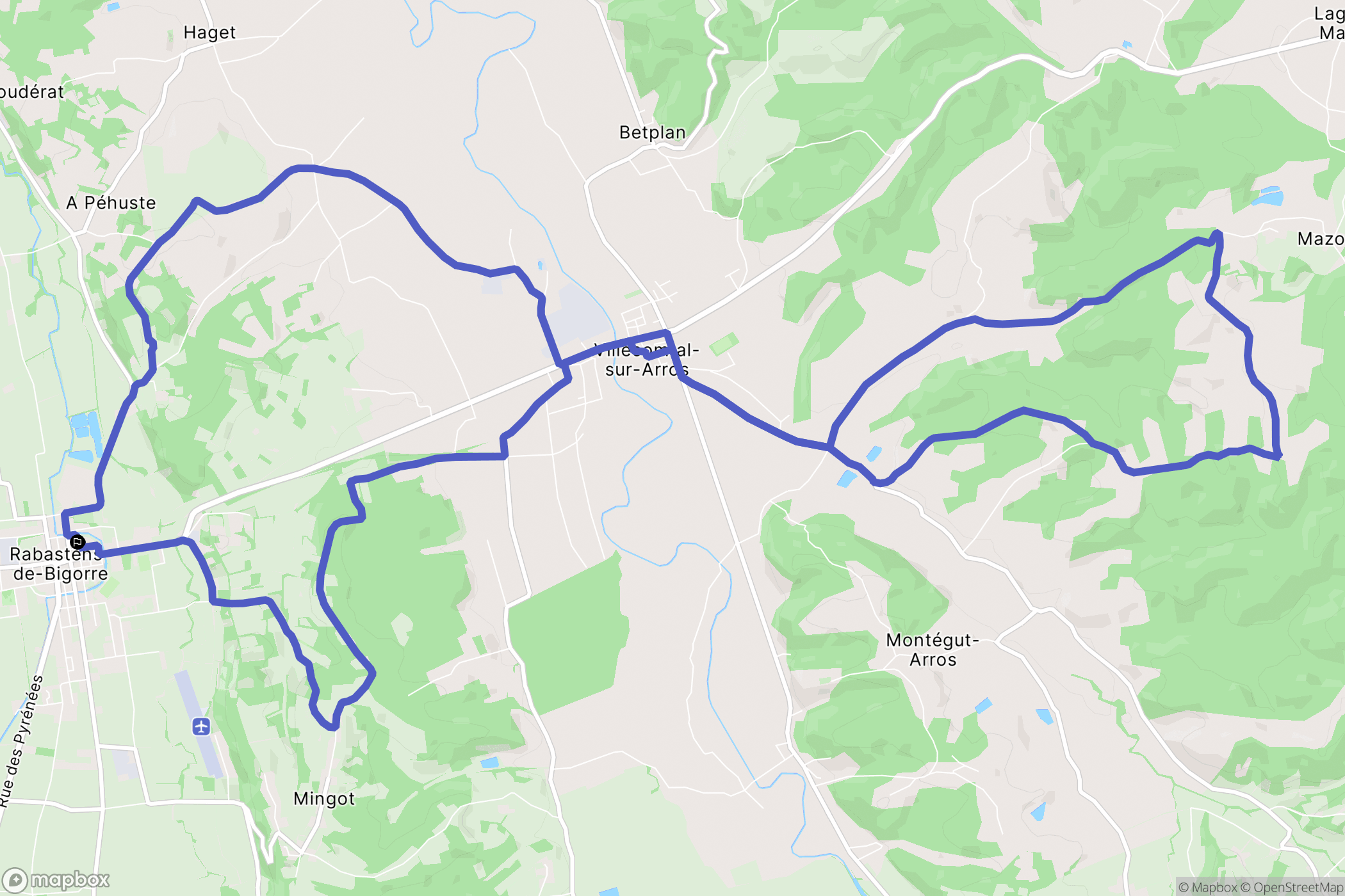 Rabastens-de-Bigorre : carte du parcours de randonnée - France