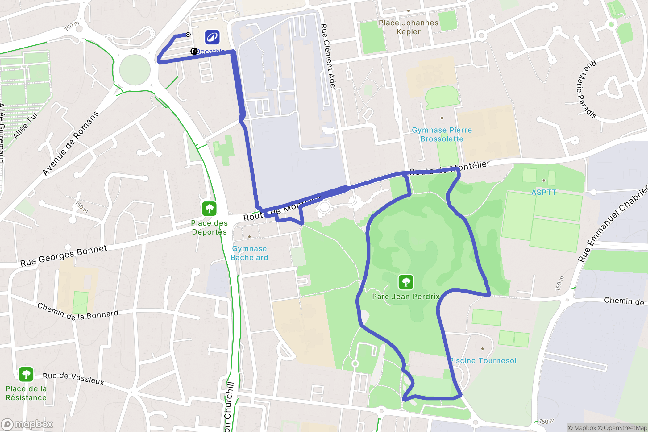 Valence : carte du parcours de randonnée - France
