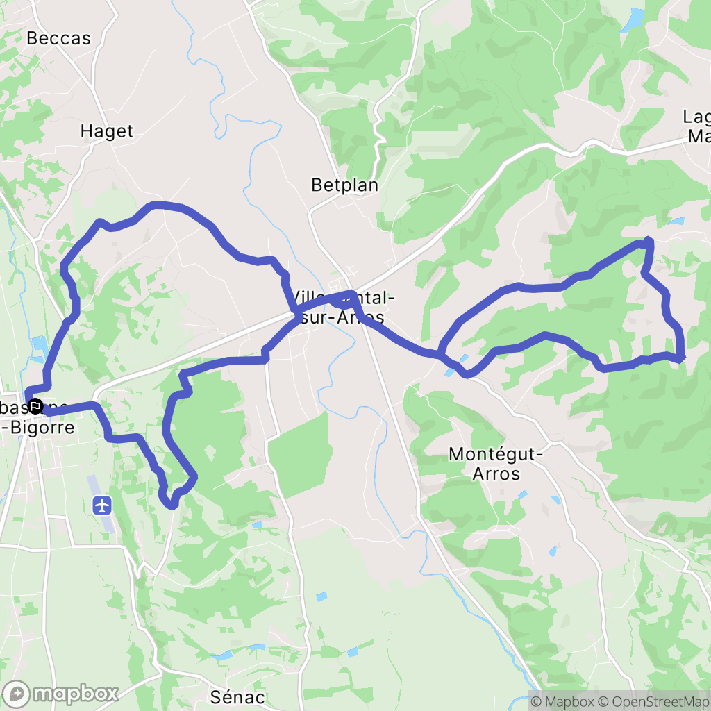 Rabastens-de-Bigorre : carte du parcours de randonnée - France