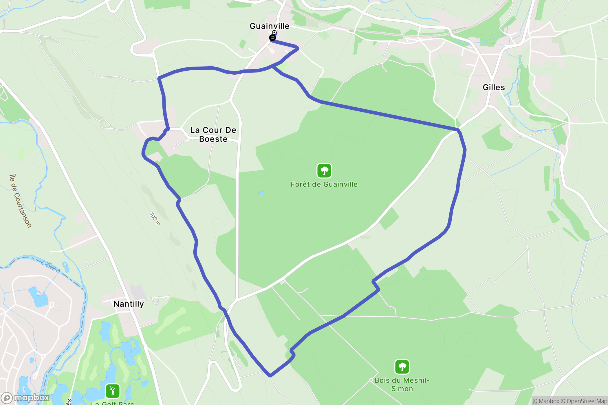 Guainville : carte du parcours de randonnée - France