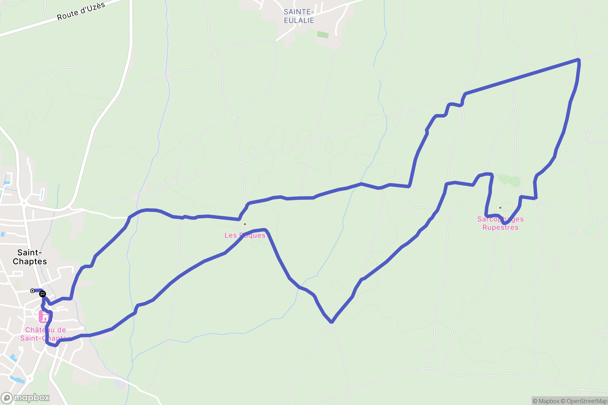 Saint-Chaptes : carte du parcours de randonnée - France
