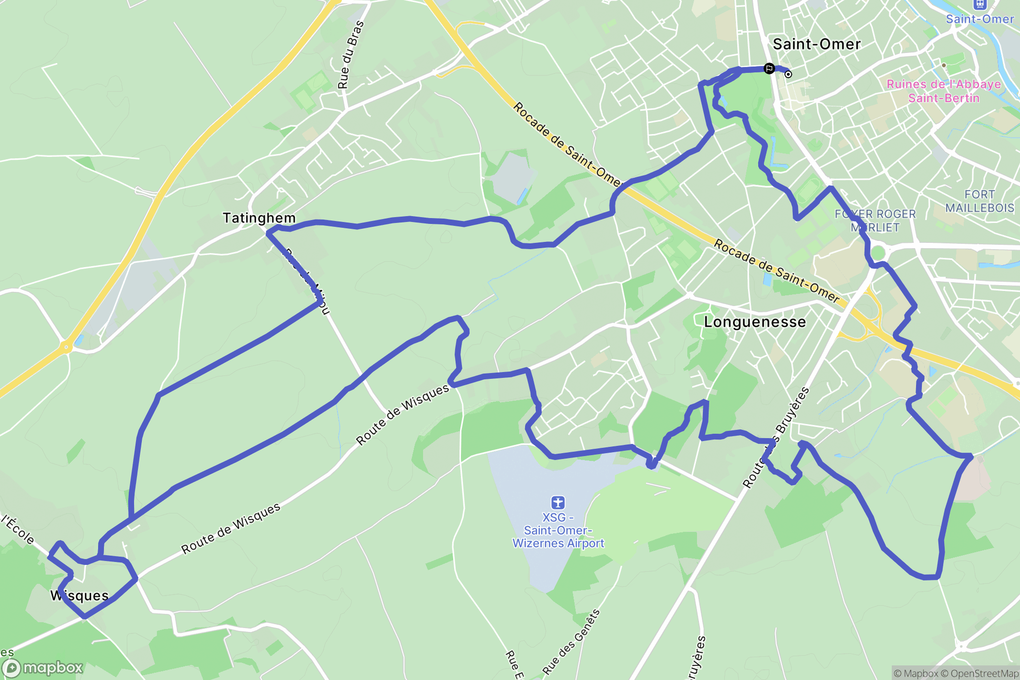 Saint-Omer : carte du parcours de randonnée - France