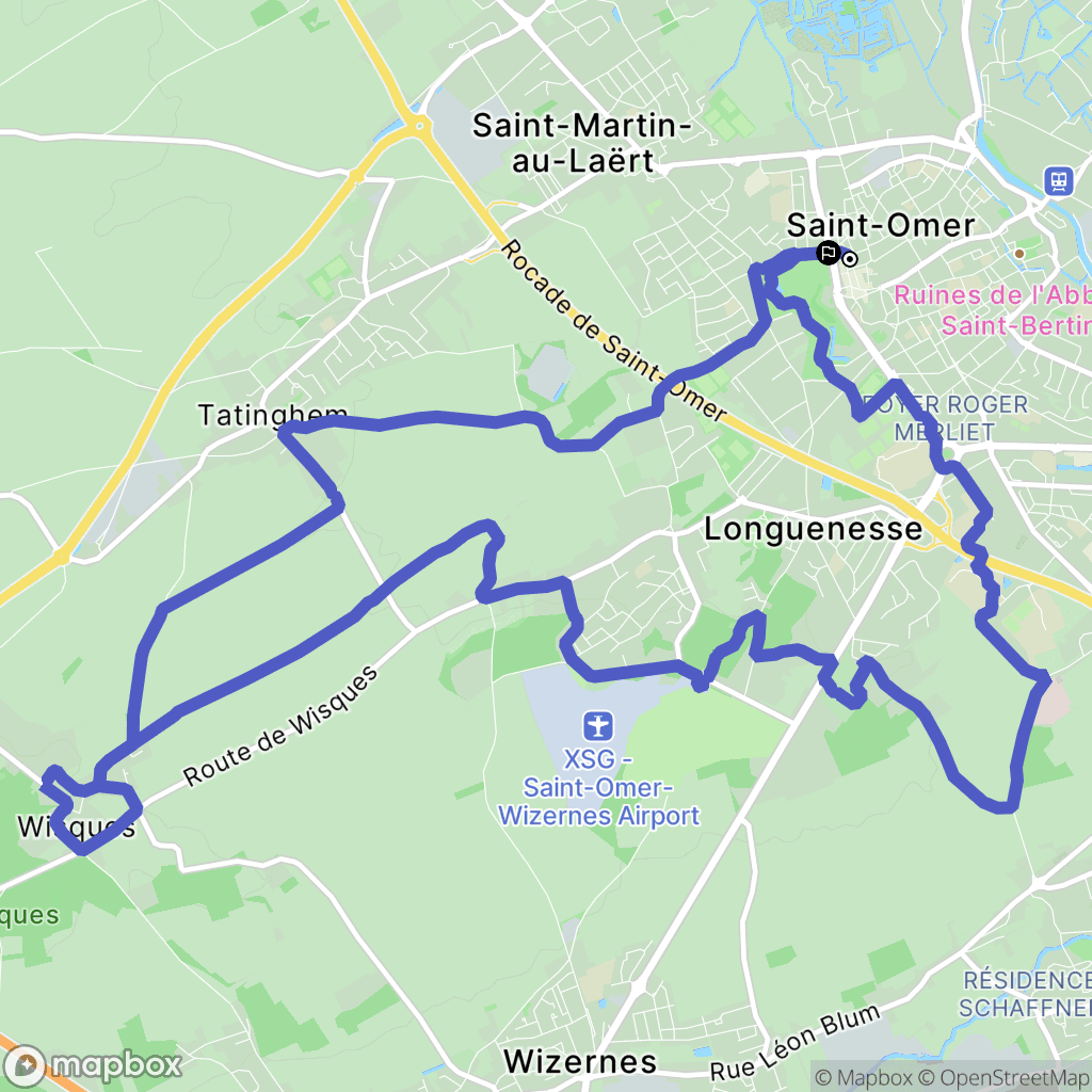 Saint-Omer : carte du parcours de randonnée - France
