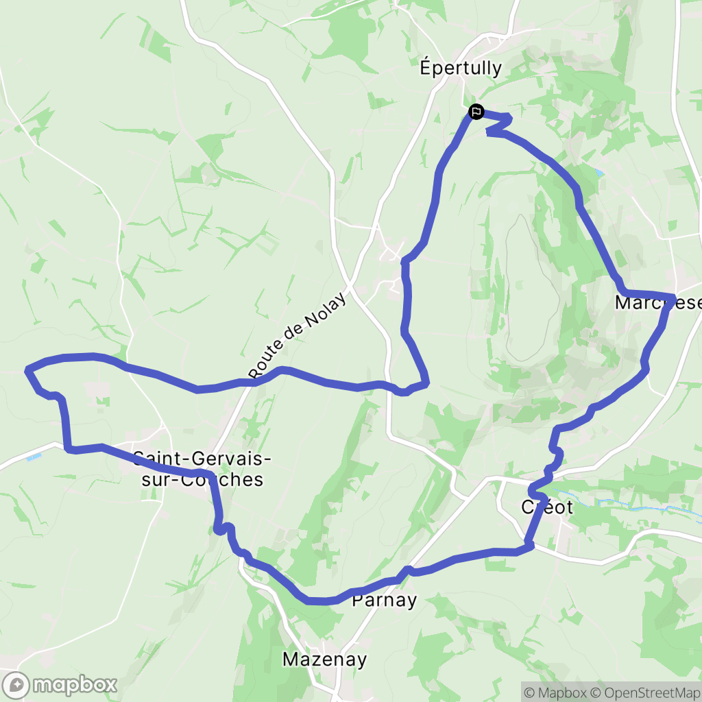 Épertully : carte du parcours de randonnée - France