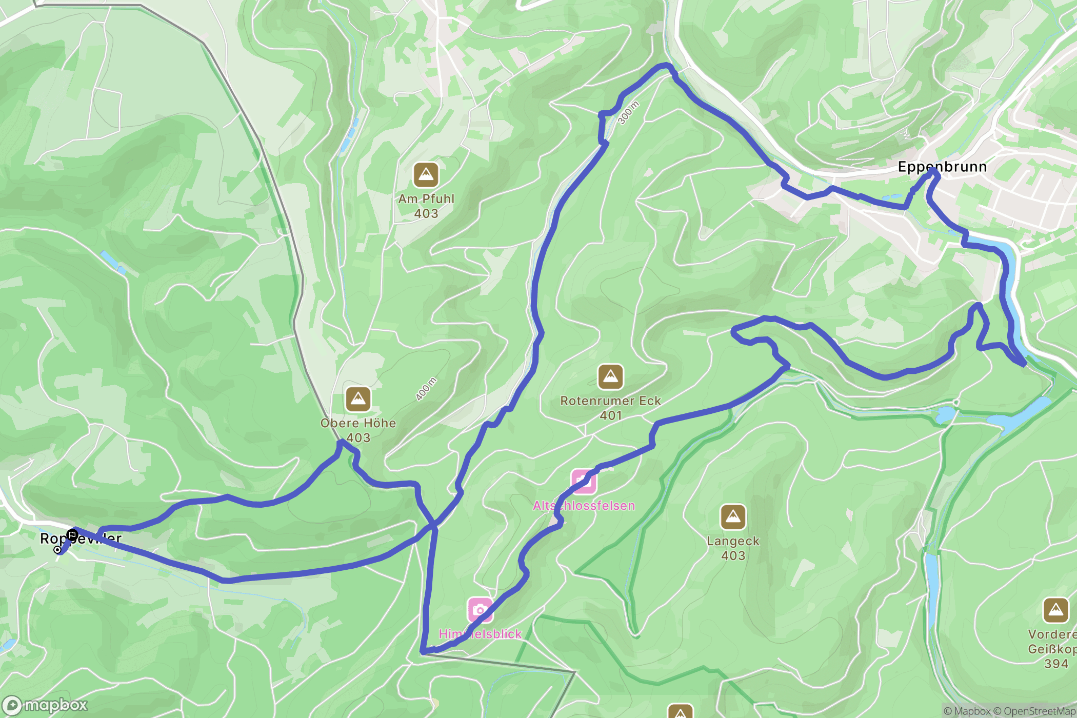 Roppeviller : carte du parcours de randonnée - France