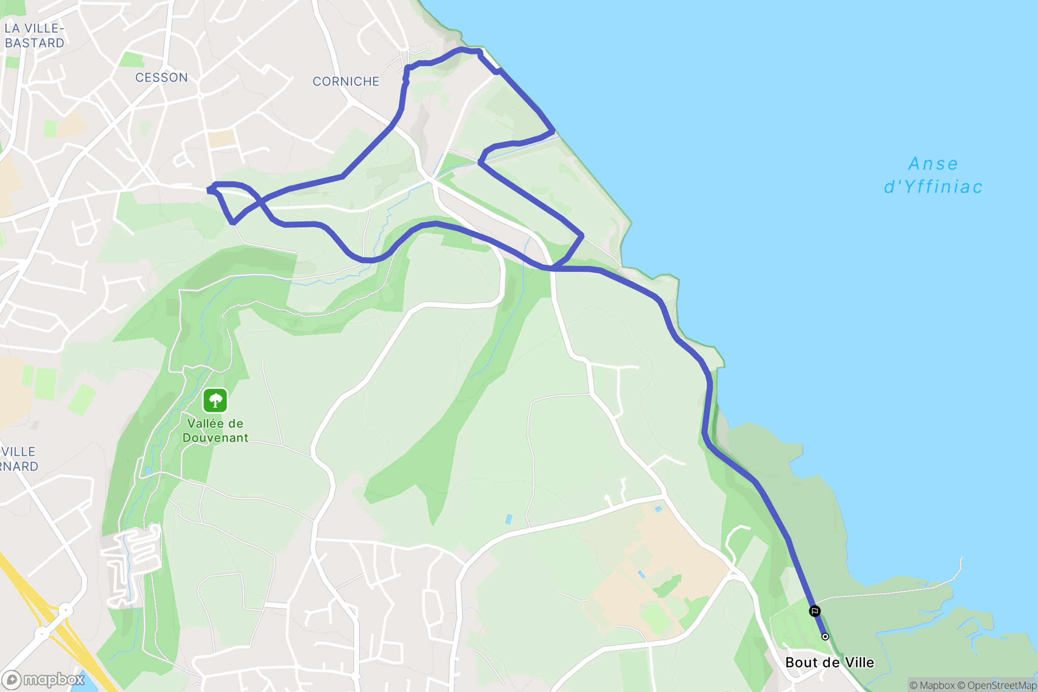 Langueux : carte du parcours de randonnée - France