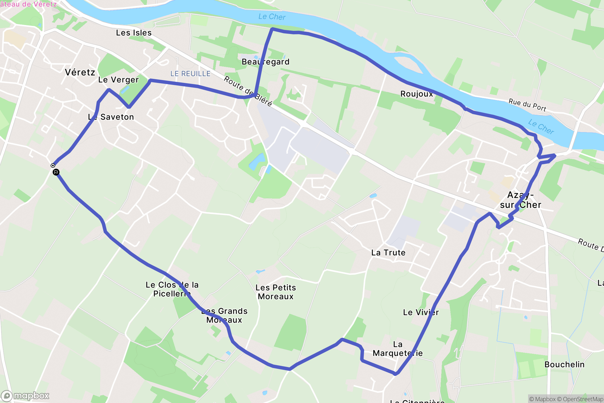 Véretz : carte du parcours de randonnée - France