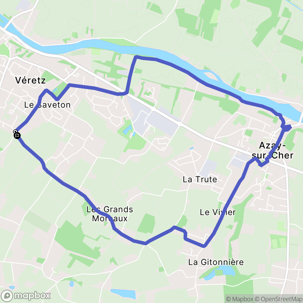 Véretz : carte du parcours de randonnée - France