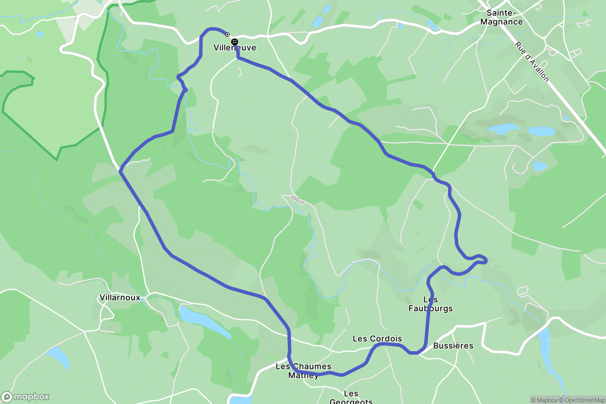 Sainte-Magnance : carte du parcours de randonnée - France