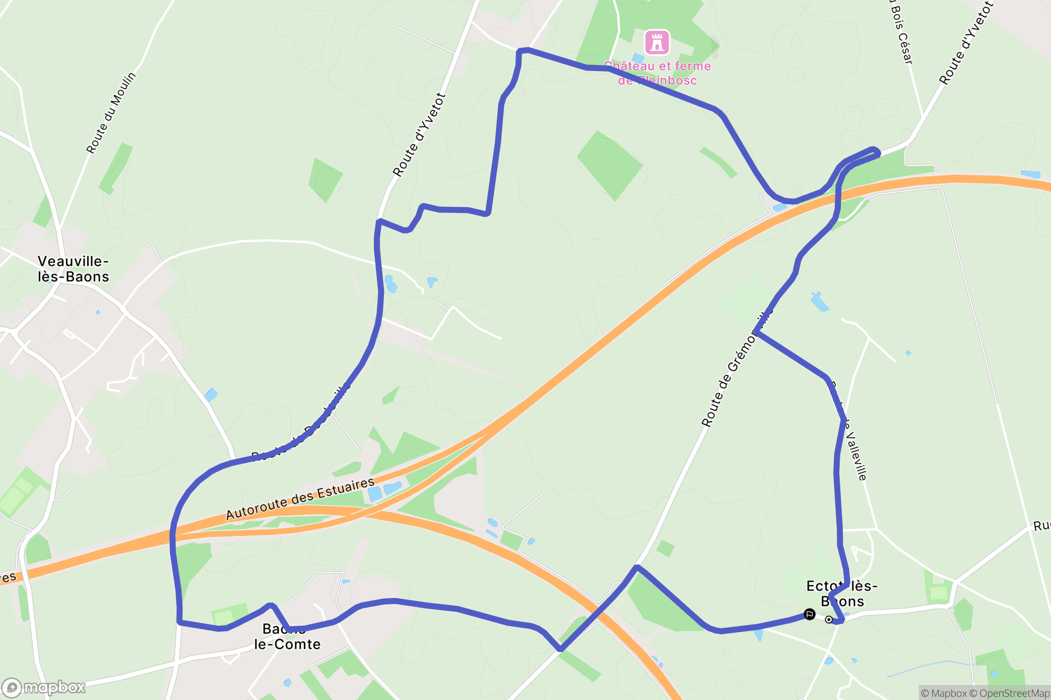 Ectot-lès-Baons : carte du parcours de randonnée - France