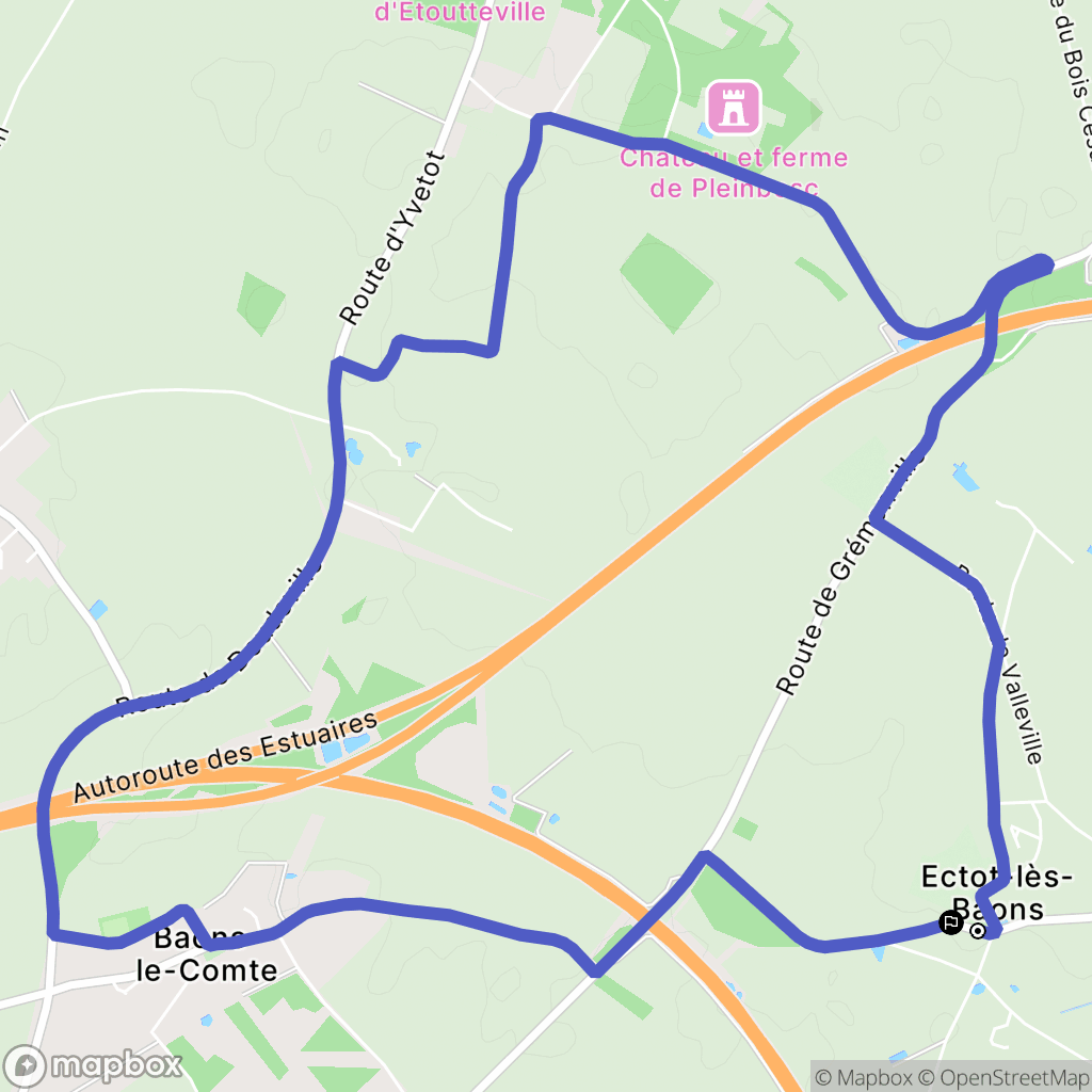 Ectot-lès-Baons : carte du parcours de randonnée - France