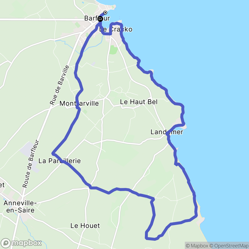 Barfleur : carte du parcours de randonnée - France