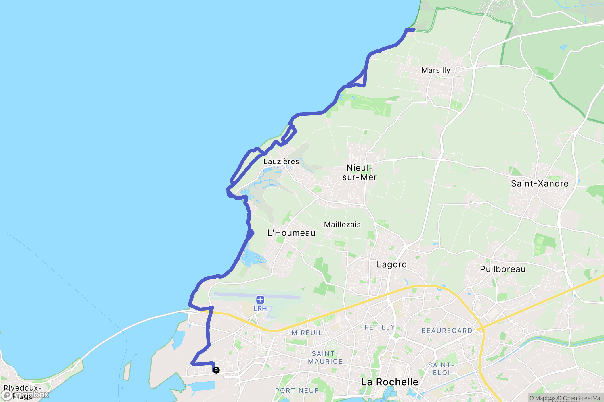 La Rochelle : carte du parcours de randonnée - France