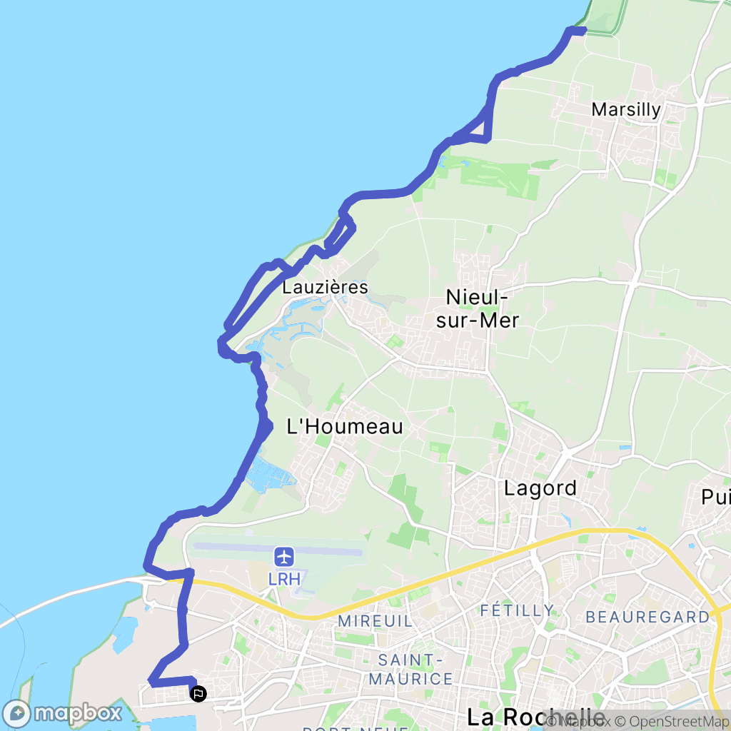 La Rochelle : carte du parcours de randonnée - France