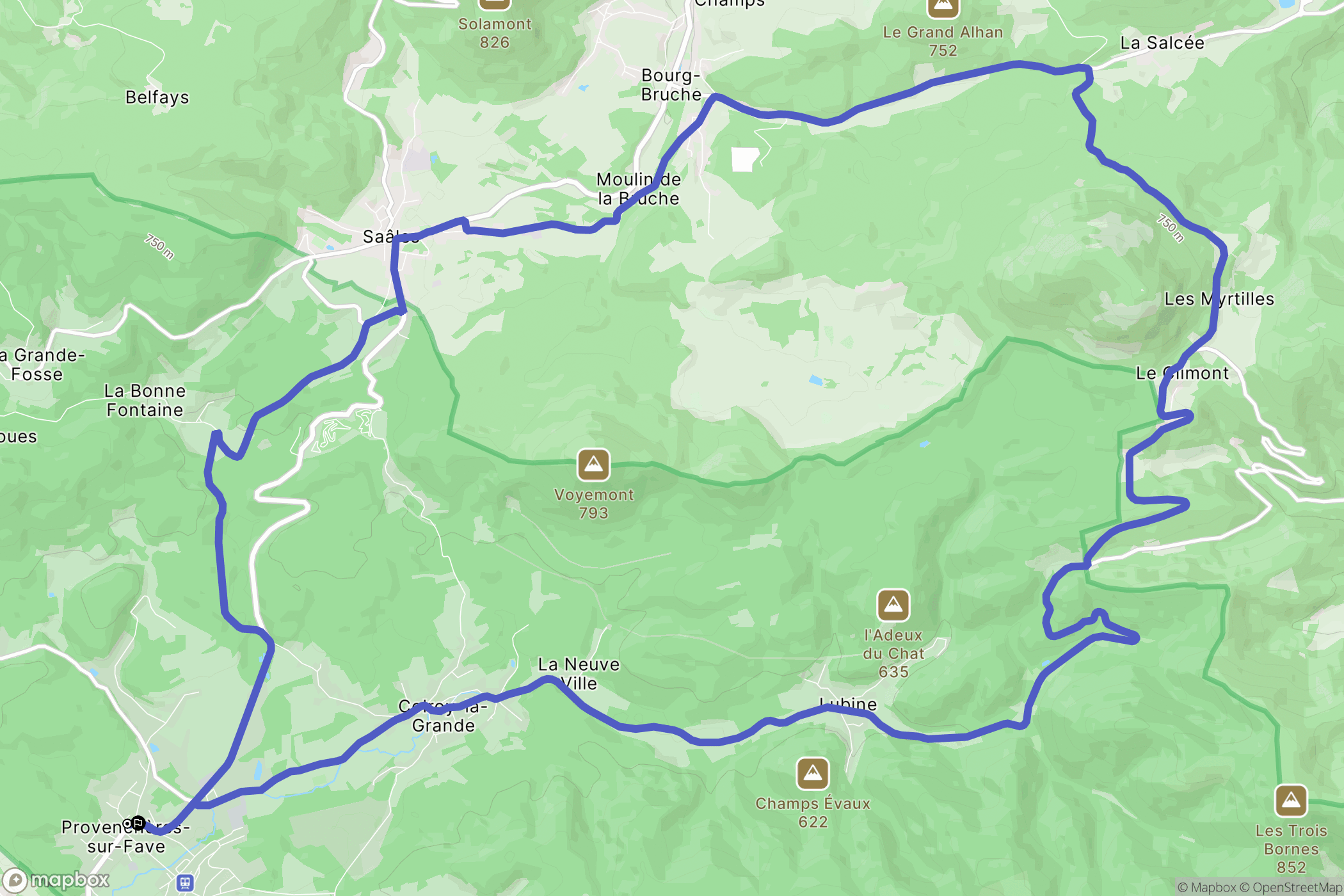 Provenchères-et-Colroy : carte du parcours de randonnée - France
