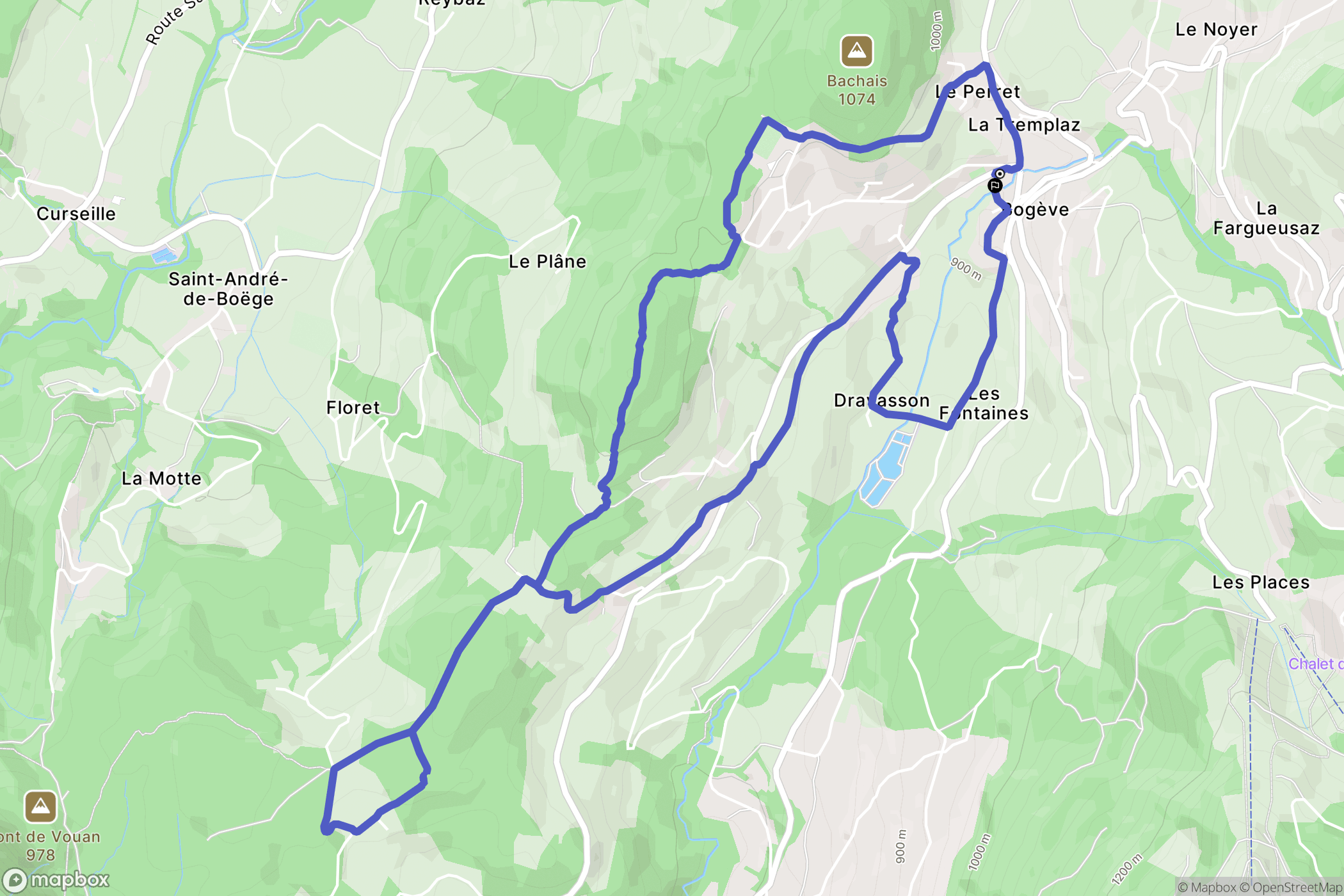 Bogève : carte du parcours de randonnée - France
