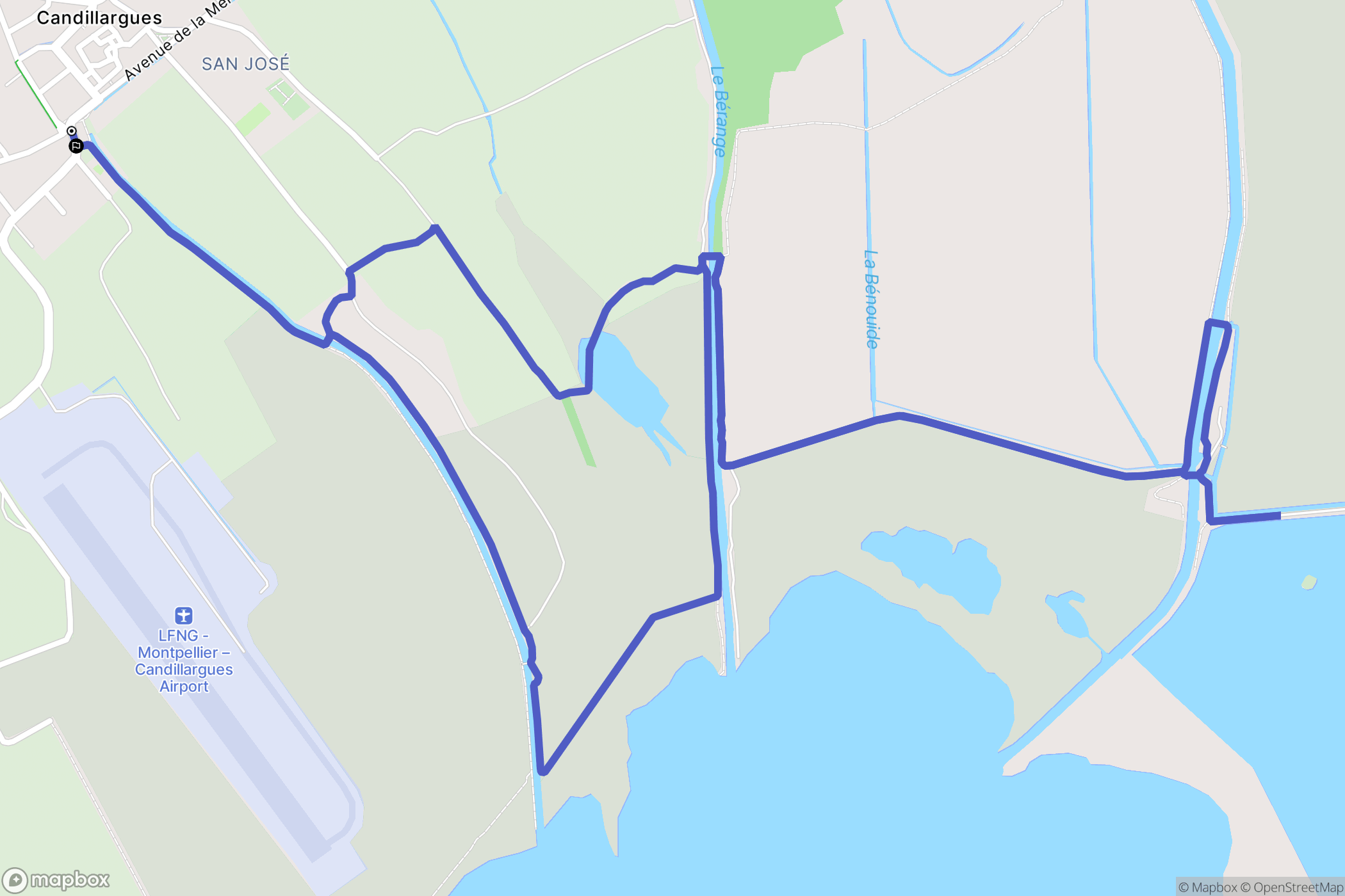 Candillargues : carte du parcours de randonnée - France