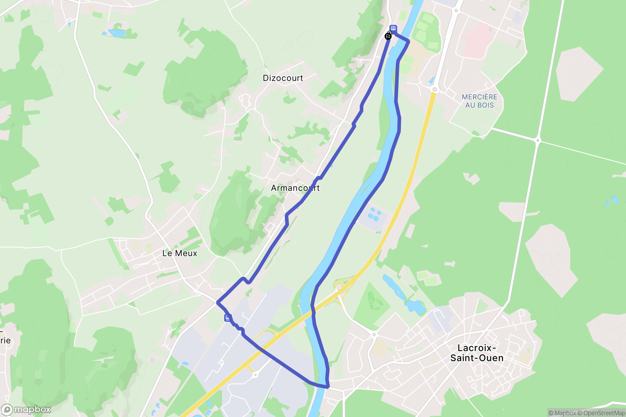 Jaux : carte du parcours de randonnée - France