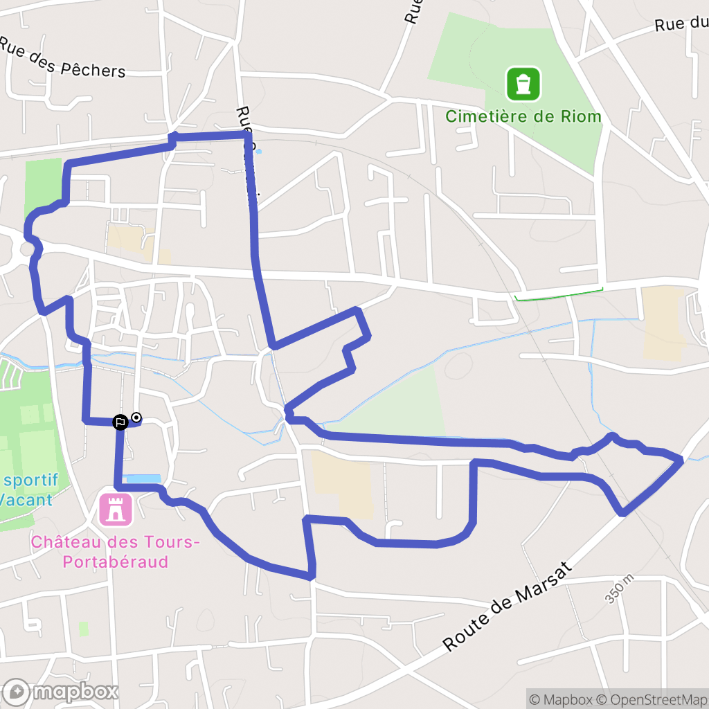 Mozac : carte du parcours de randonnée - France