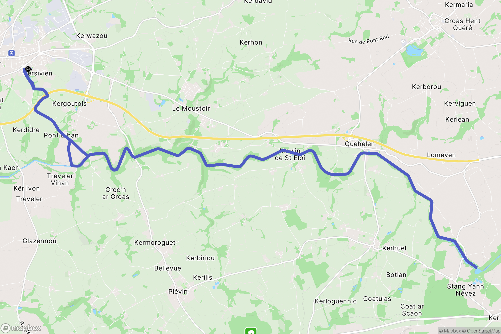 Carhaix-Plouguer : carte du parcours de randonnée - France