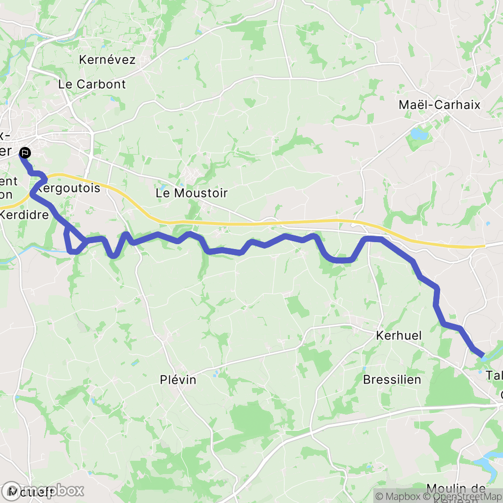 Carhaix-Plouguer : carte du parcours de randonnée - France