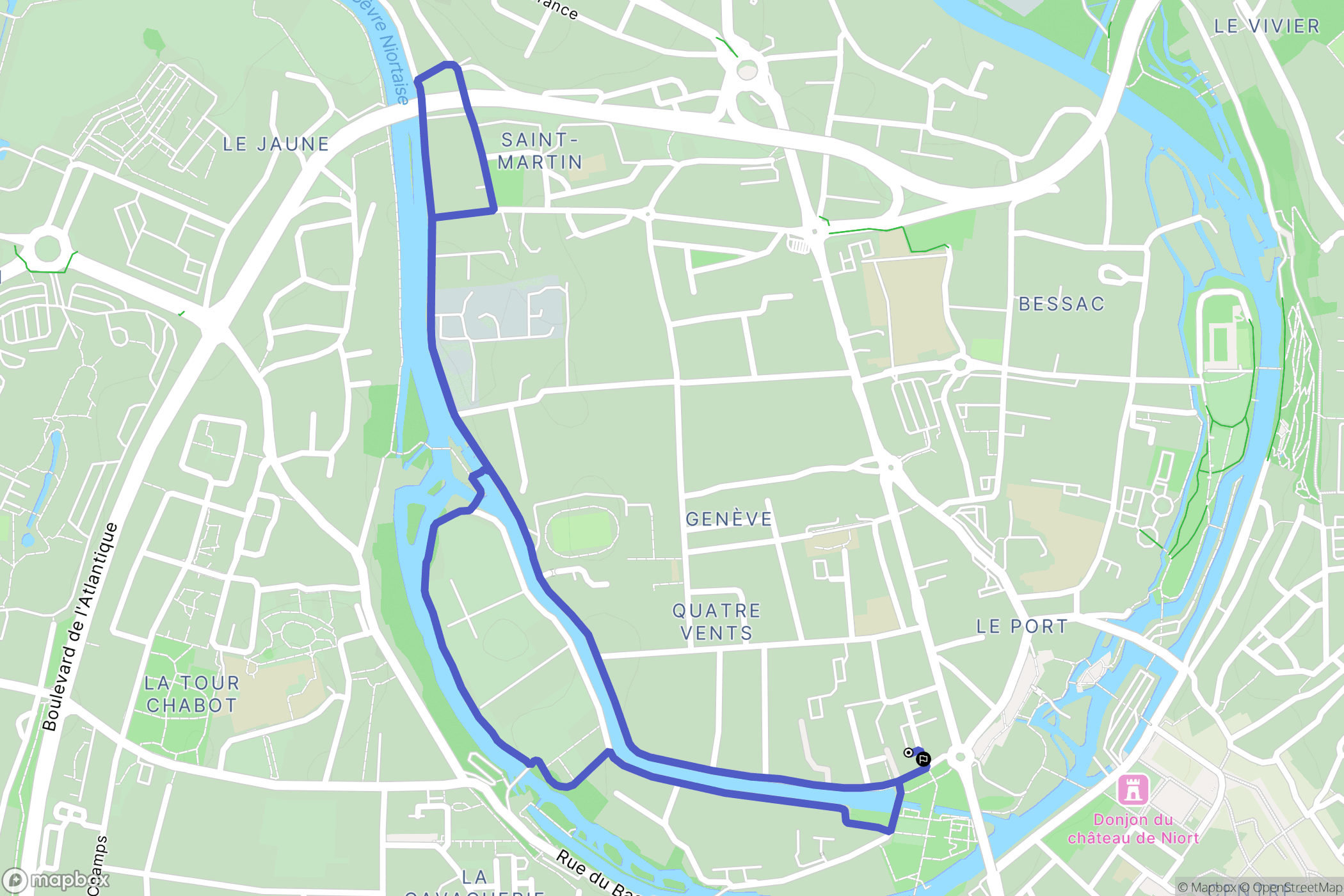 Niort : carte du parcours de randonnée - France
