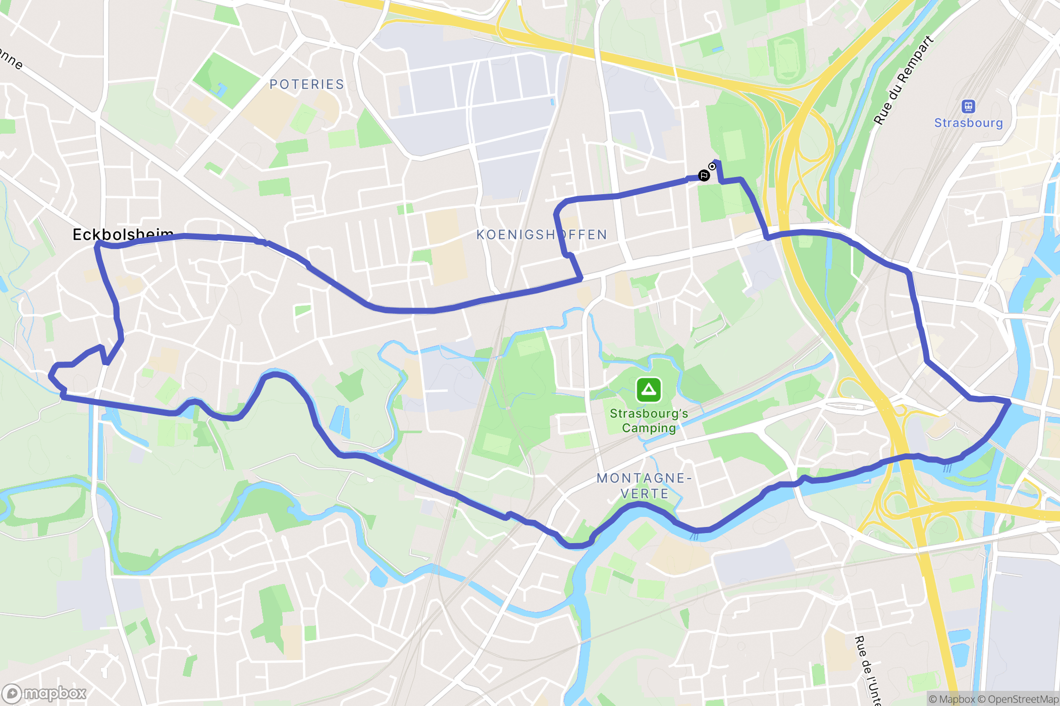 Strasbourg : carte du parcours de randonnée - France