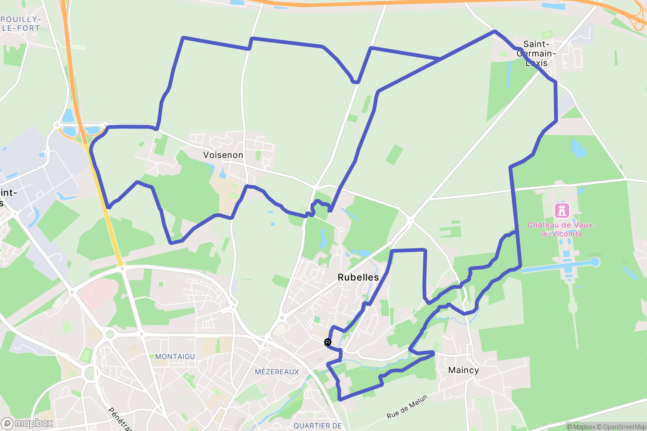 Rubelles : carte du parcours de randonnée - France