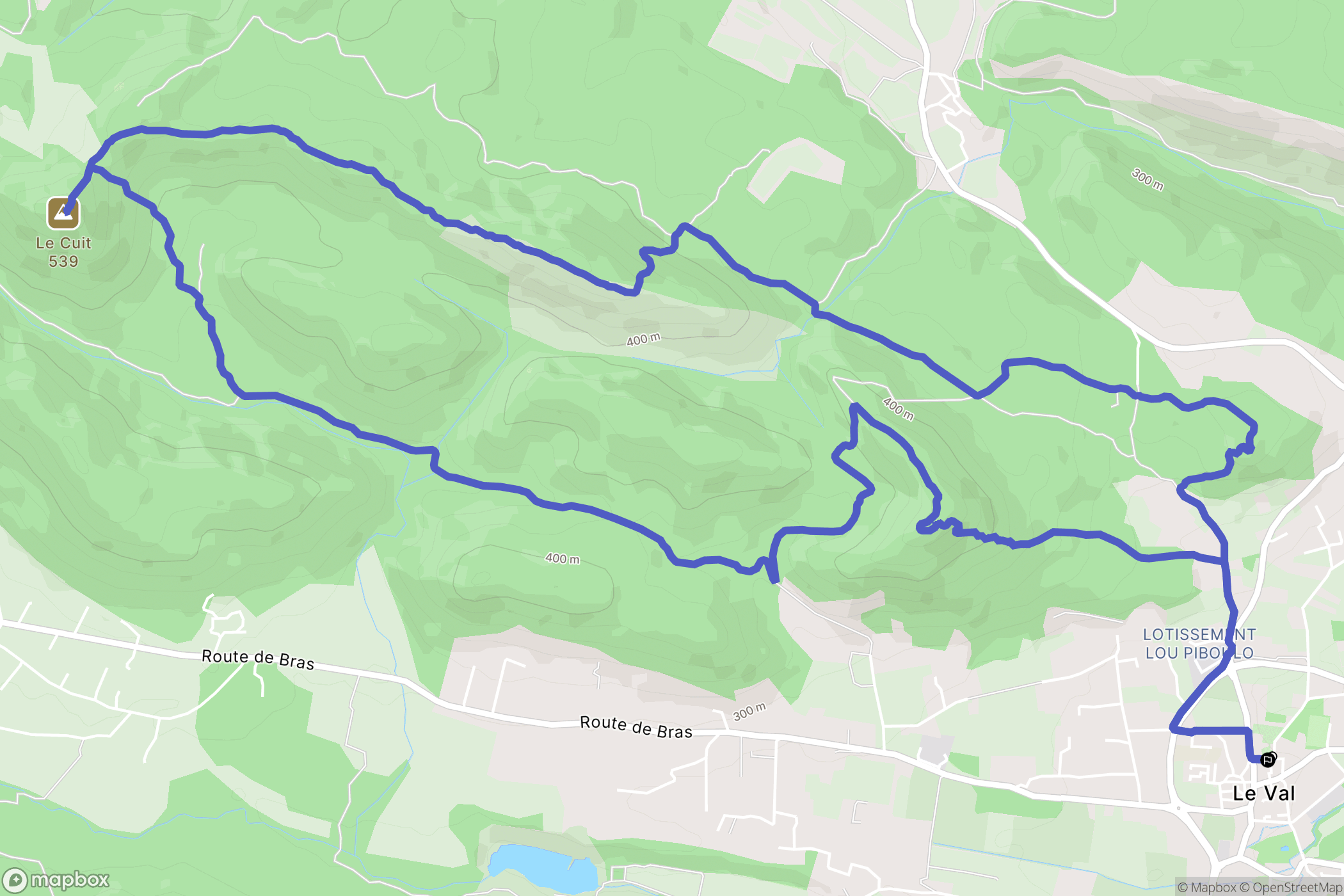 Le Val : carte du parcours de randonnée - France
