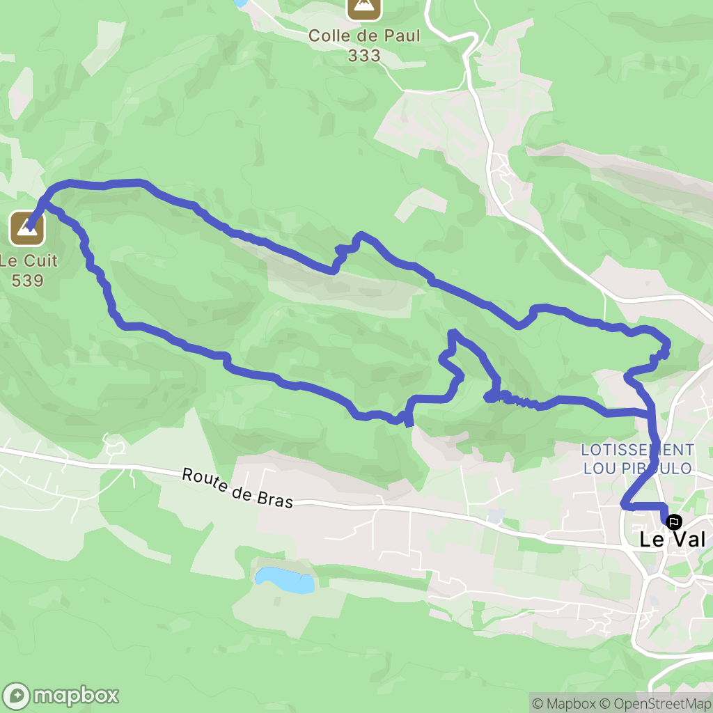 Le Val : carte du parcours de randonnée - France