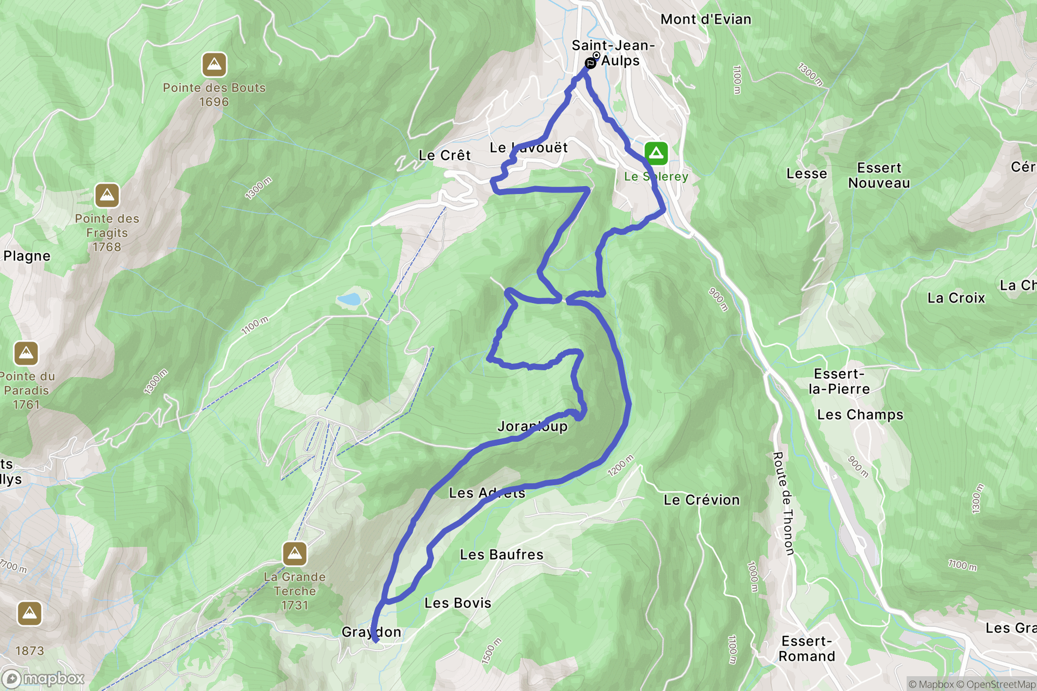 Saint-Jean-d'Aulps : carte du parcours de randonnée - France