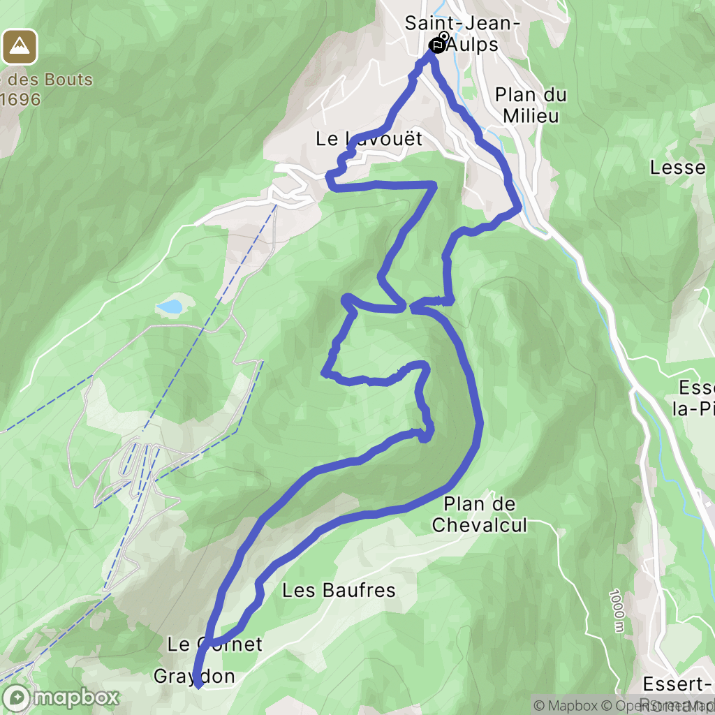 Saint-Jean-d'Aulps : carte du parcours de randonnée - France