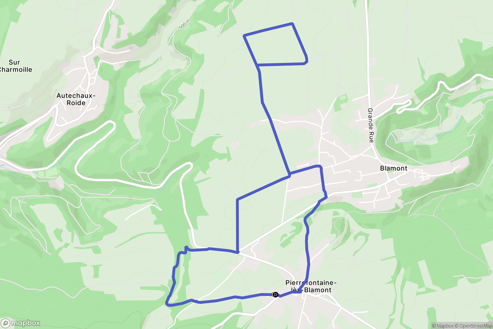 Pierrefontaine-lès-Blamont : carte du parcours de randonnée - France