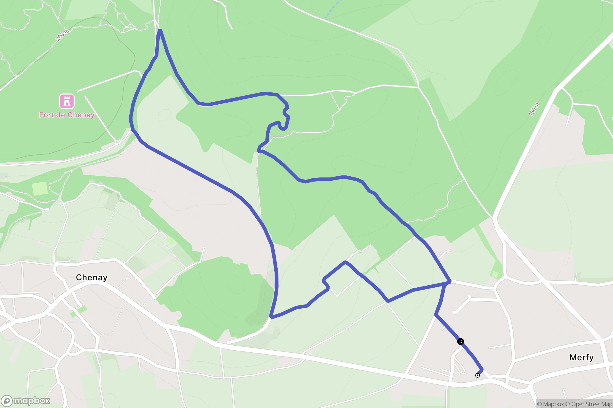 Merfy : carte du parcours de randonnée - France